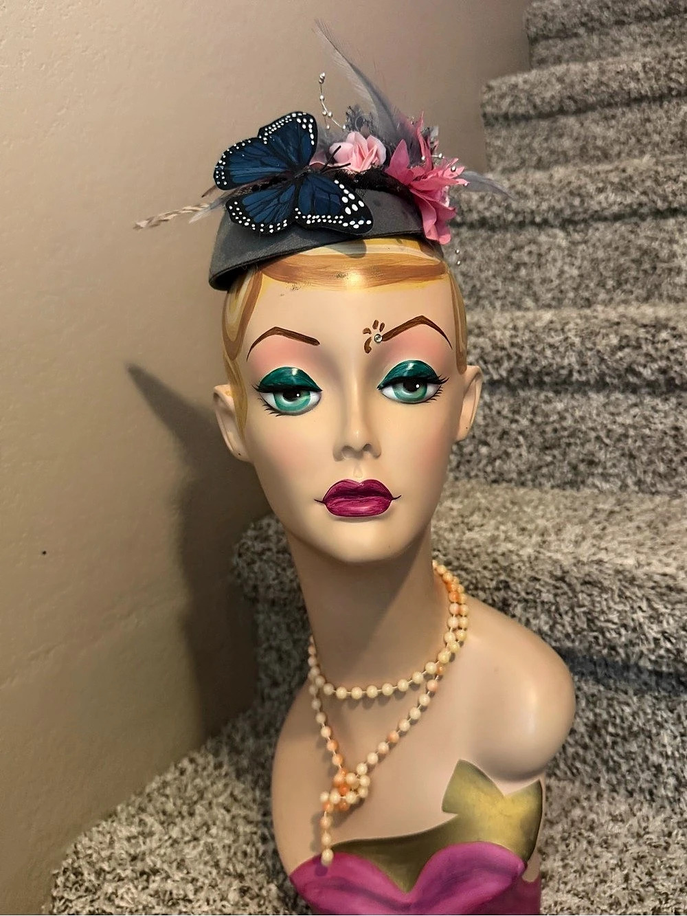Floral Feather Fascinator Hat grey